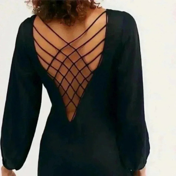 FREE PEOPLE BUTTON DOWN SILKY MIDI DRESS - Picture 4 of 4